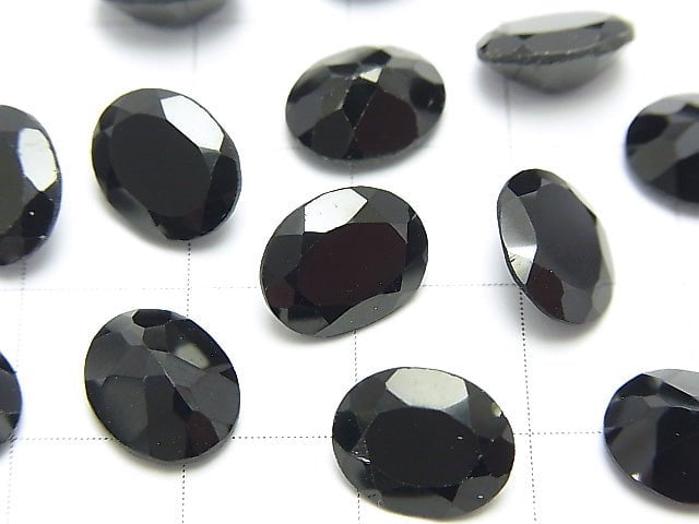 Hochwertiger schwarzer Spinell AAA lose Steine oval facettiert 10x8mm 5 Stück