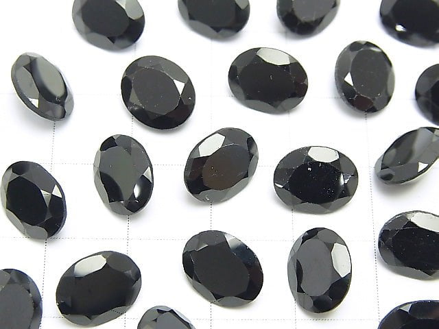 Hochwertiger schwarzer Spinell AAA lose Steine oval facettiert 10x8mm 5 Stück