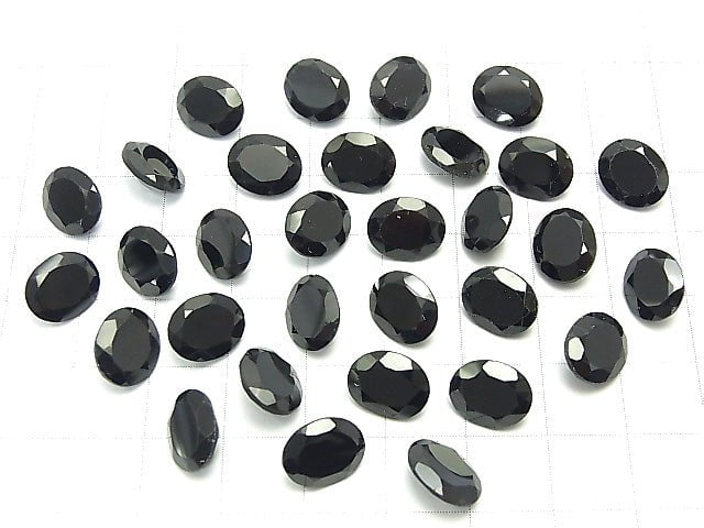 Hochwertiger schwarzer Spinell AAA lose Steine oval facettiert 10x8mm 5 Stück