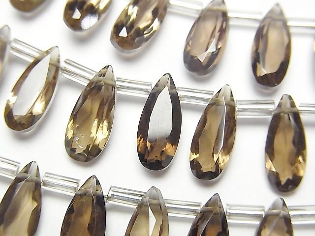 Hohe Qualität Rauchquarz AAA Birnenform facettiert 12x5mm 1strang Perlen (18 Stück)