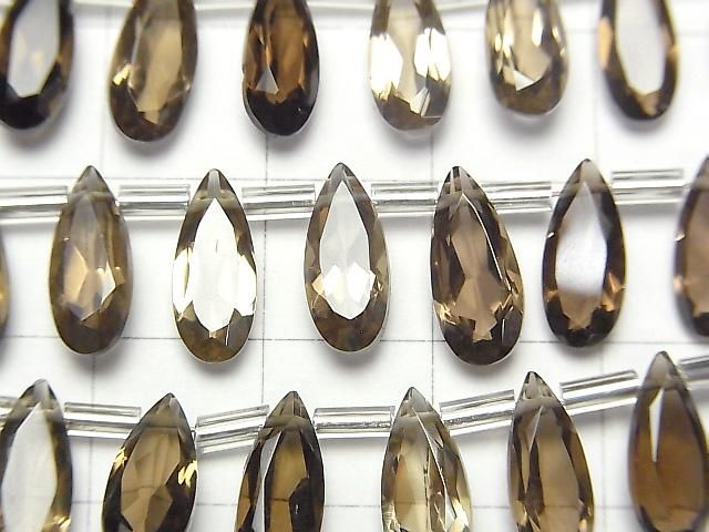 Hohe Qualität Rauchquarz AAA Birnenform facettiert 12x5mm 1strang Perlen (18 Stück)