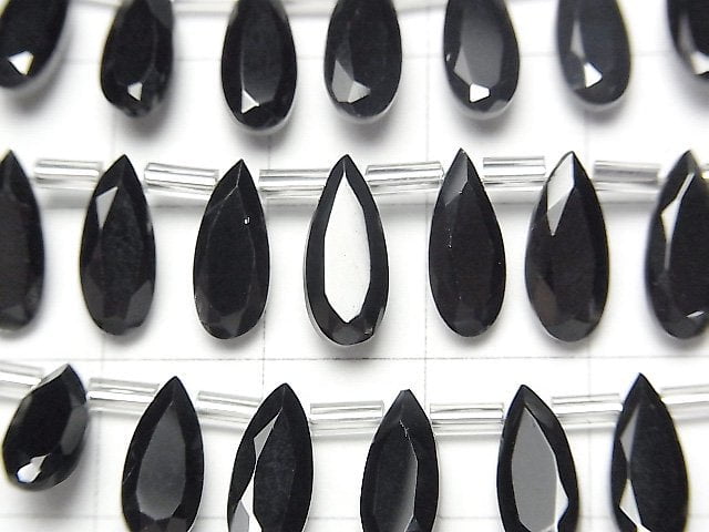 Hohe Qualität Schwarzer Spinell AAA Birnenform facettiert 12x5mm halb oder 1strang Perlen (18 Stück)