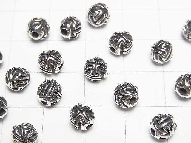 Silver 925 Cross Motif, Round, 6mm, 1pc