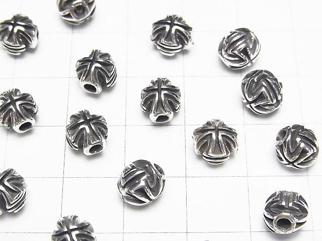 Silver 925 Cross Motif Round 7mm 1pc