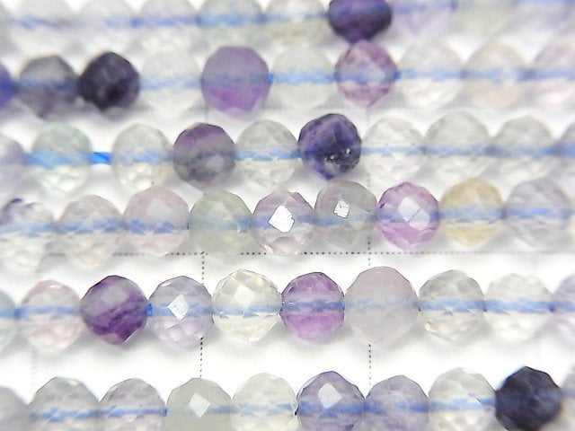 Hochwertig! Multicolor Fluorit AAA-facettiert rund 4mm 1Strang Perlen (ca. 15 Zoll / 38 cm)