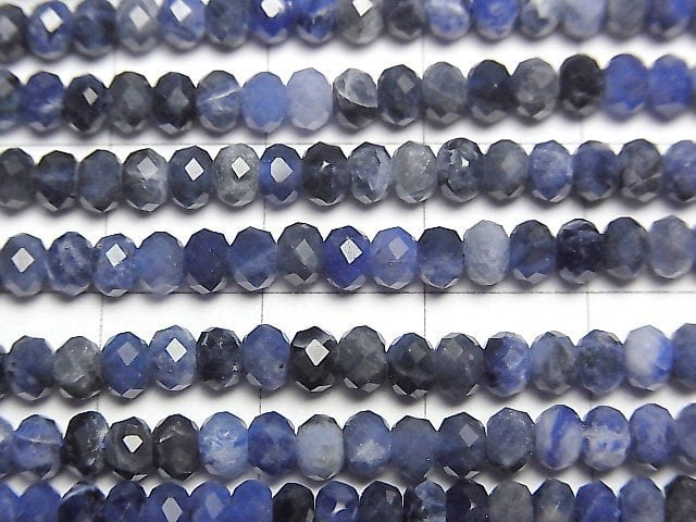 1strand $13.99! High Quality! Sodalite AA++ Faceted Button Rondelle 4x4x2mm 1strand beads (aprx.15inch/36cm)