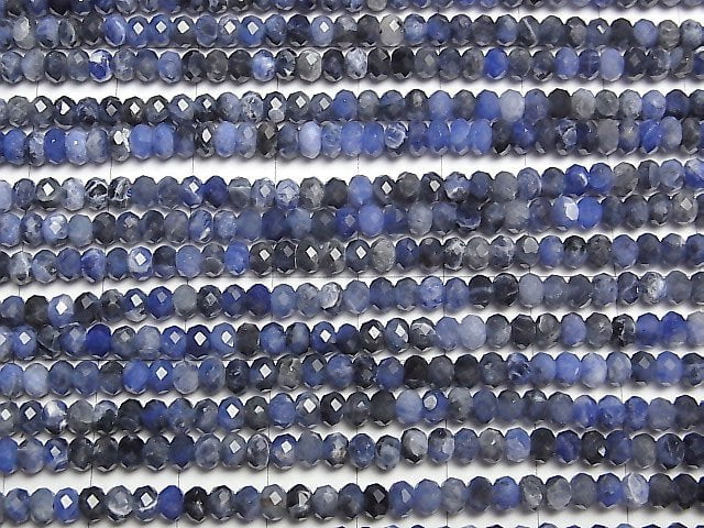 1strand $13.99! High Quality! Sodalite AA++ Faceted Button Rondelle 4x4x2mm 1strand beads (aprx.15inch/36cm)