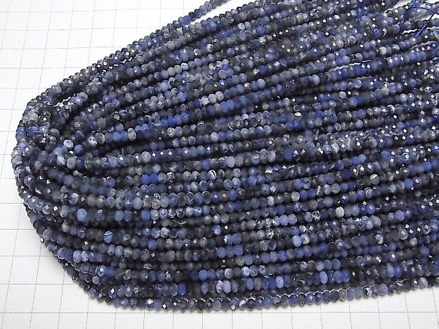 1strand $13.99! High Quality! Sodalite AA++ Faceted Button Rondelle 4x4x2mm 1strand beads (aprx.15inch/36cm)