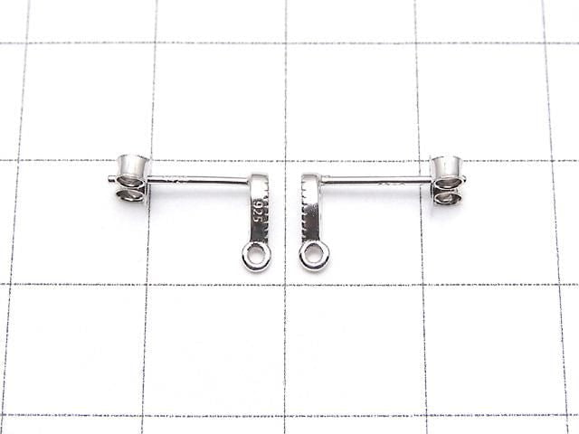 Silver 925 design (with CZ) Earstuds & Earnuts, Rhodium Plated, 1 pair