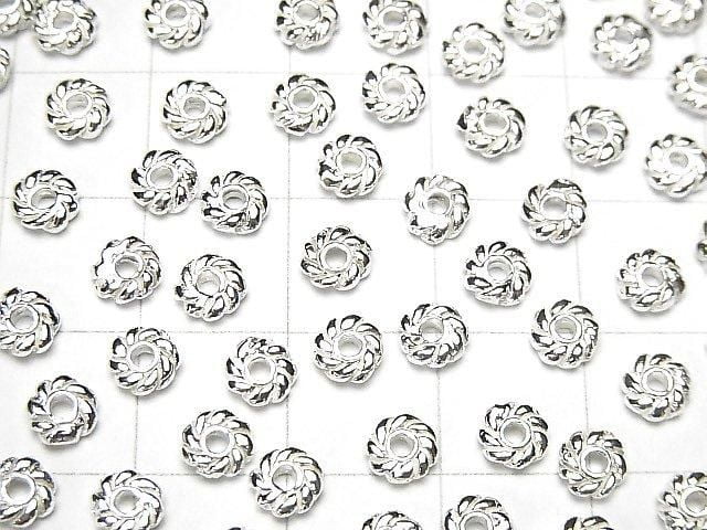 925銀 圓扁珠 4x4x1.5mm 白色 銀色 2個