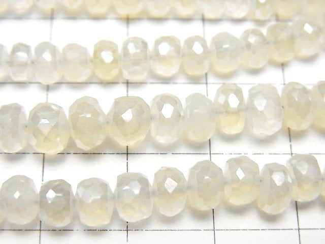 Hochwertige Weiße Chalcedon AAA Facettiert Knopf Rondelle Beschichtet halb oder 1strang Perlen (ca. 7 Zoll / 18 cm)