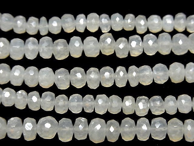 Hochwertige Weiße Chalcedon AAA Facettiert Knopf Rondelle Beschichtet halb oder 1strang Perlen (ca. 7 Zoll / 18 cm)