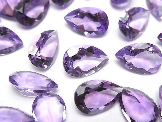 高品質紫水晶 AAA 梨形刻面裸石 12x8mm 2顆
