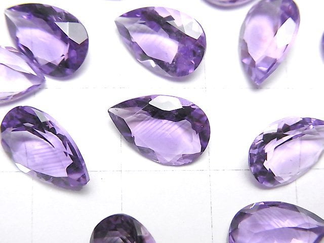 高品質紫水晶 AAA 梨形刻面裸石 12x8mm 2顆