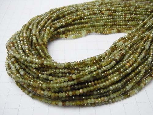 Hochwertiger! Grüner Granat AA+ Facettiert Knopf Rondelle 3 x 3 x 2 mm halb oder 1strang Perlen (ca. 15 Zoll / 38 cm)