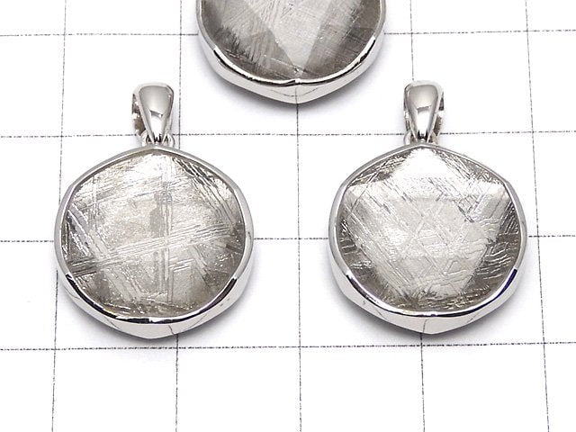 Meteorite (Muonionalusta ) Pendant Both Side Finish 17mm Silver925
