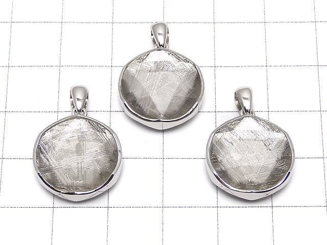 Meteorite (Muonionalusta ) Pendant Both Side Finish 17mm Silver925