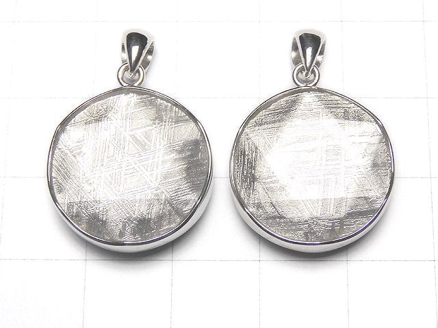 Meteorite (Muonionalusta ) Pendant Both Side Finish 19mm Silver925