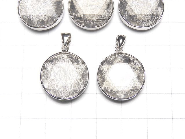 Meteorite (Muonionalusta ) Pendant Both Side Finish 19mm Silver925