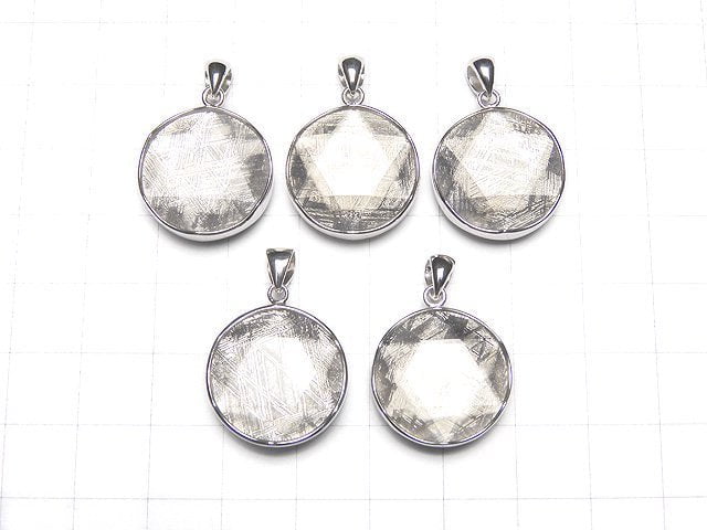 Meteorite (Muonionalusta ) Pendant Both Side Finish 19mm Silver925