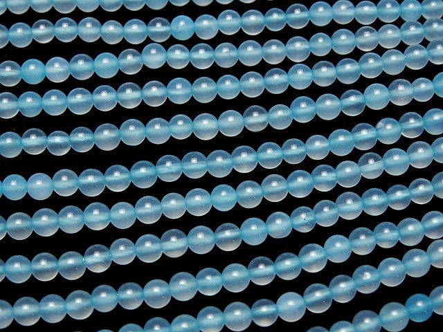 Sea Blue Chalcedony AAA - Round 4mm 1strand beads (aprx.15inch / 36cm)