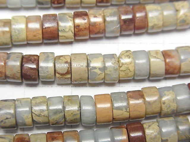 Impression Jasper Rondelle (Röhre) 6x6x3mm 1Strang Perlen (ca. 15 Zoll/38 cm)