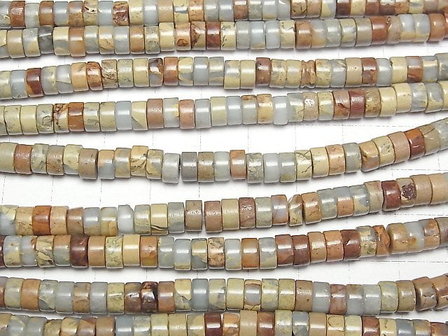 Impression Jasper Rondelle (Röhre) 6x6x3mm 1Strang Perlen (ca. 15 Zoll/38 cm)