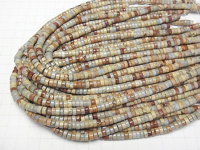 Impression Jasper Rondelle (Röhre) 6x6x3mm 1Strang Perlen (ca. 15 Zoll/38 cm)