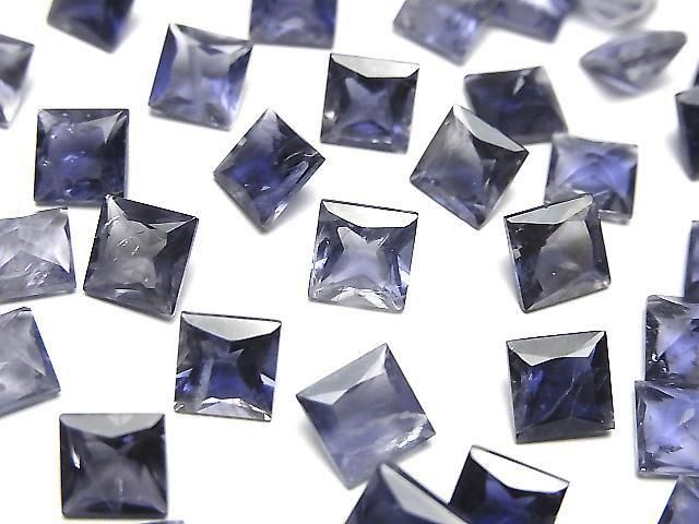 Hochwertiger Iolith AAA- Lose Steine Prinzessinnen-Schliff 6x6mm 3Stück