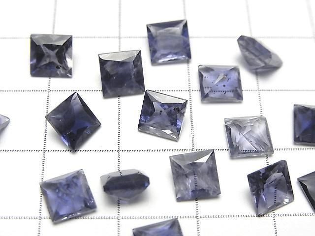 Hochwertiger Iolith AAA- Lose Steine Prinzessinnen-Schliff 6x6mm 3Stück