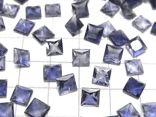 Hochwertiger Iolith AAA- Lose Steine Prinzessinnen-Schliff 6x6mm 3Stück