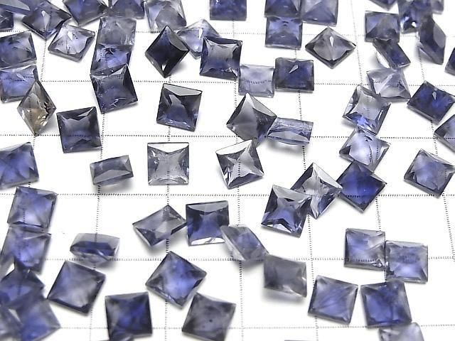Hochwertiger Iolith AAA- Lose Steine Prinzessinnen-Schliff 6x6mm 3Stück