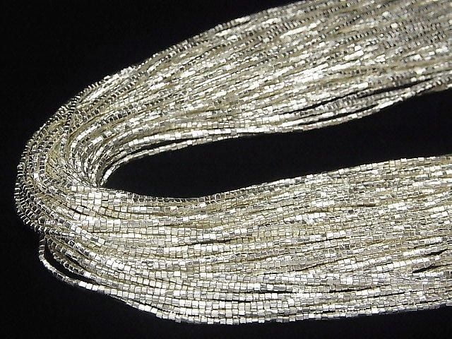 Karen Silver Cube 1x1x1mm White Silver 1/4 or 1-strand beads (approx. 27 inches/68 cm)