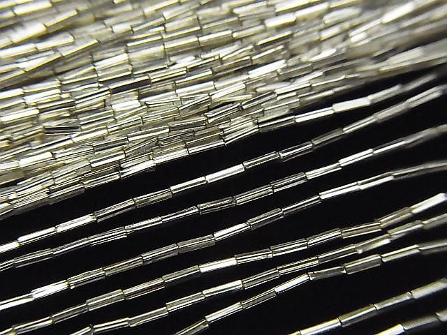 Karen Silver Square Tube 3.5x0.7x0.7mm White Silver Half or 1-strand beads (approx. 27 inches/68 cm)