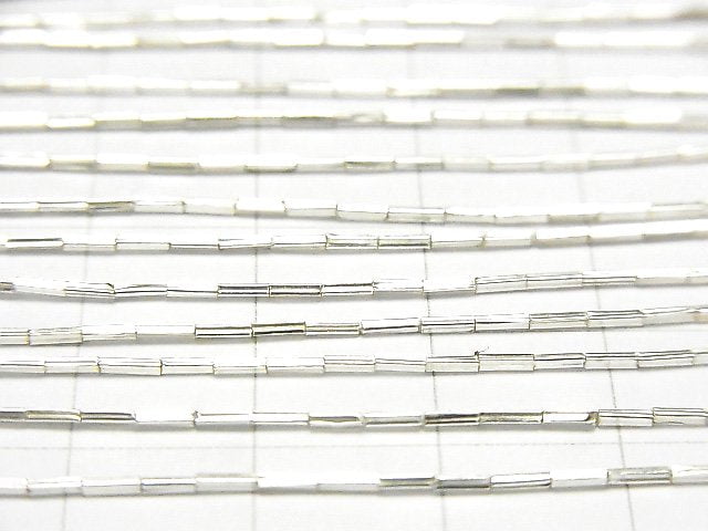 Karen Silver Square Tube 3.5x0.7x0.7mm White Silver Half or 1-strand beads (approx. 27 inches/68 cm)