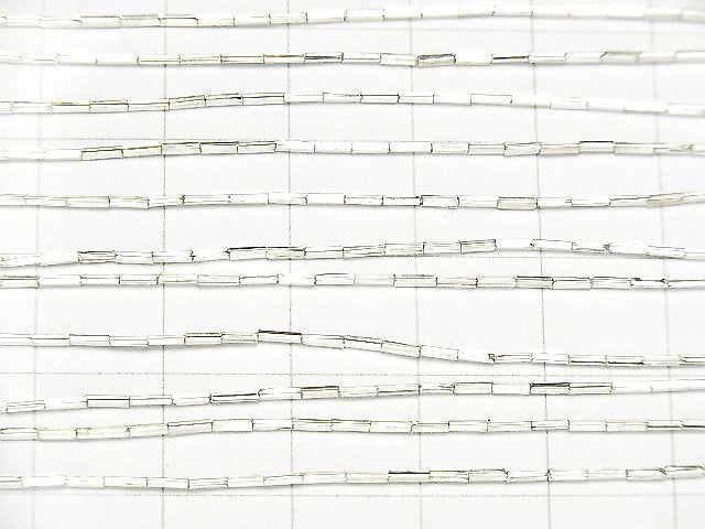 Karen Silver Square Tube 3.5x0.7x0.7mm White Silver Half or 1-strand beads (approx. 27 inches/68 cm)