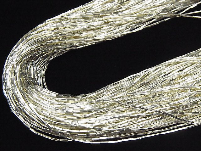Karen Silver Square Tube 3.5x0.7x0.7mm White Silver Half or 1-strand beads (approx. 27 inches/68 cm)