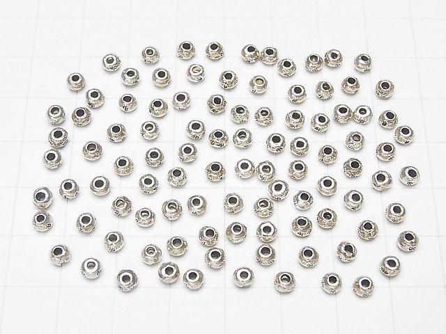 Karen Silver Flower Pattern Rondelle 3.5x3.5x2.5mm 4pcs