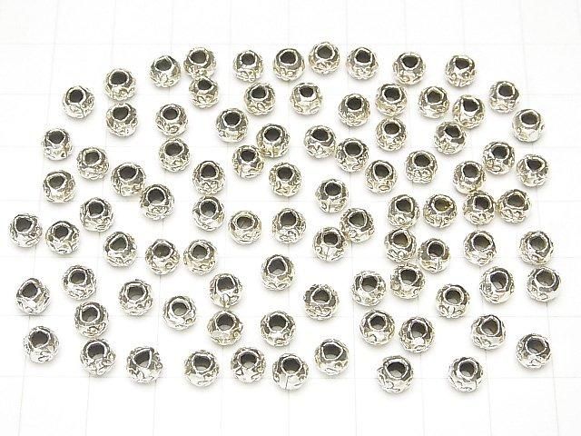 Karen Silver Flower Pattern Rondelle 5x5x4mm 5pcs