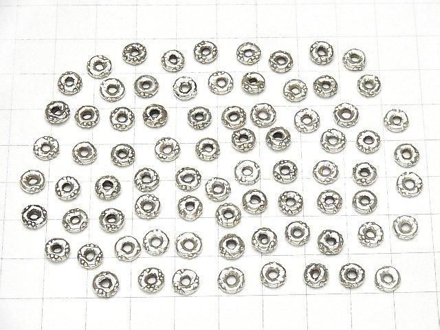 Karen Silver Flower Pattern Rondelle 6x6x2mm 5pcs