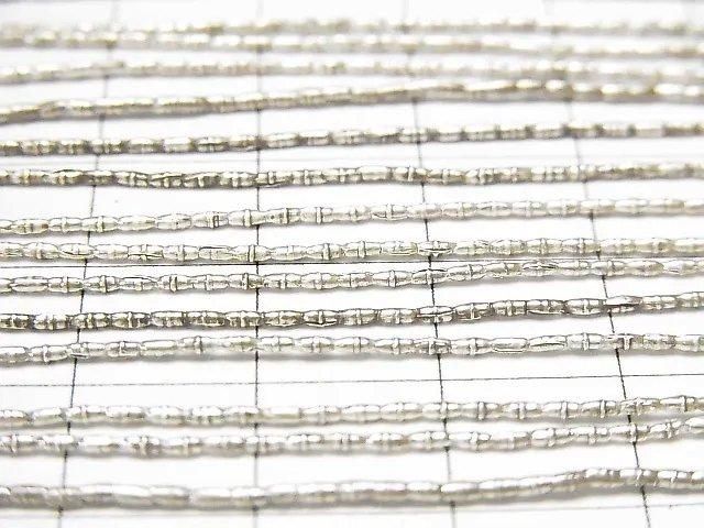 Karen Silver Patterned Tube, 2x1x1mm half or 1-strand beads (approx. 27 inches/68 cm)