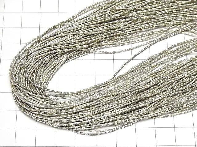 Karen Silver Patterned Tube, 2x1x1mm half or 1-strand beads (approx. 27 inches/68 cm)