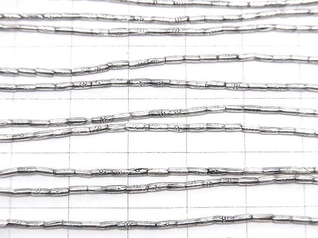 Karen Silver Patterned Tube 3x1.2x1.2mm half or 1-strand beads (approx. 26 inches/64 cm)