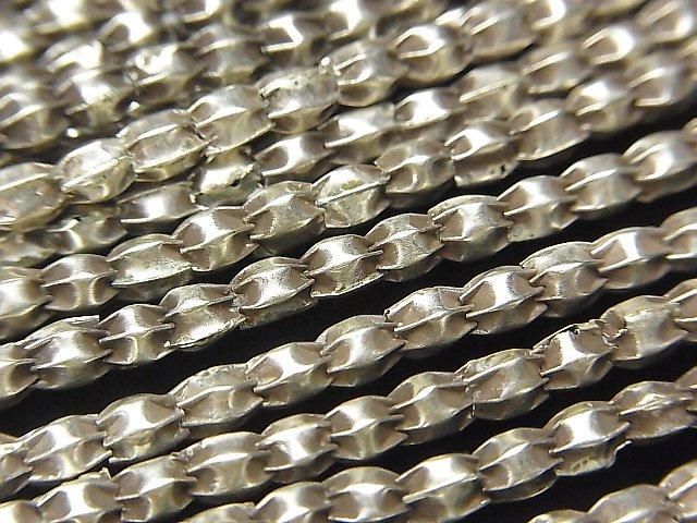 Karen Silver Line Carved Rice 4x3x3mm 1/4 or 1-strand beads (approx. 25 inches/62 cm)