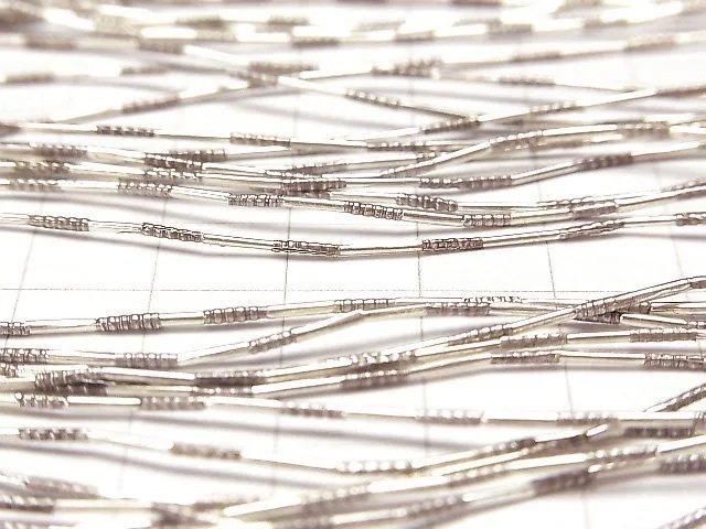 Karen Silver Line Carved Tube 7x1x1mm half or 1-strand beads (approx. 26 inches/65 cm)