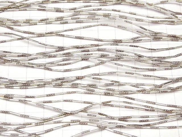 Karen Silver Line Carved Tube 7x1x1mm half or 1-strand beads (approx. 26 inches/65 cm)