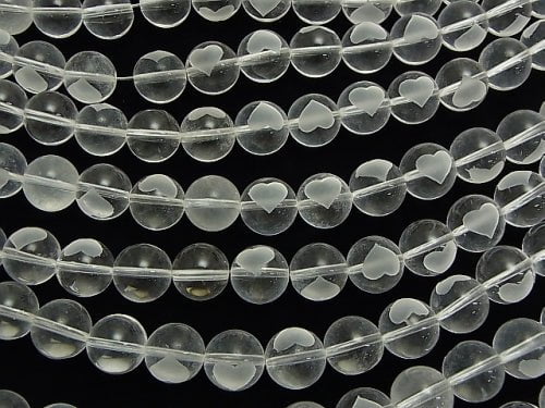 Herzgravur! Kristall AA++ Rund 8 mm, 10 mm, 12 mm halb oder 1Strang Perlen (ca. 15 Zoll / 37 cm)