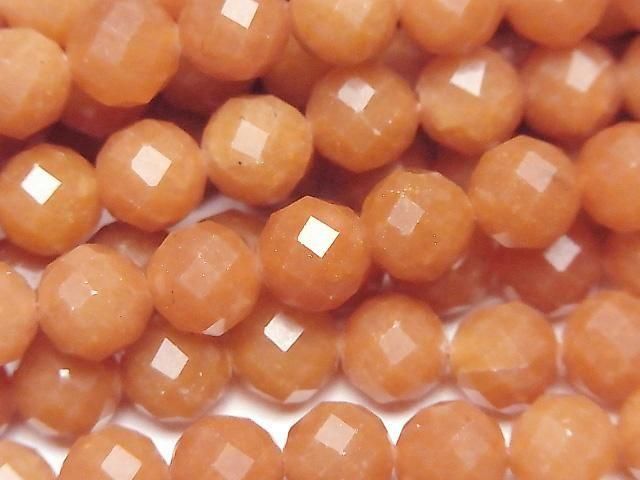 橙色東菱玉 64切面圓珠 8毫米 1串珠子 (約15英吋/37公分) 高品質!