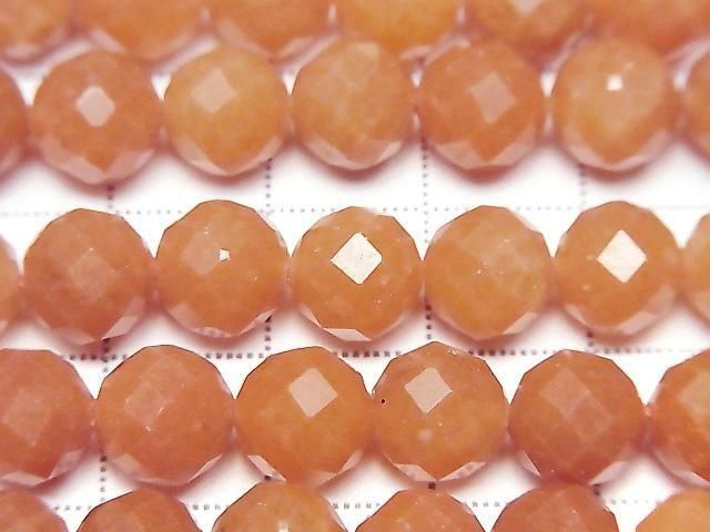 橙色東菱玉 64切面圓珠 8毫米 1串珠子 (約15英吋/37公分) 高品質!