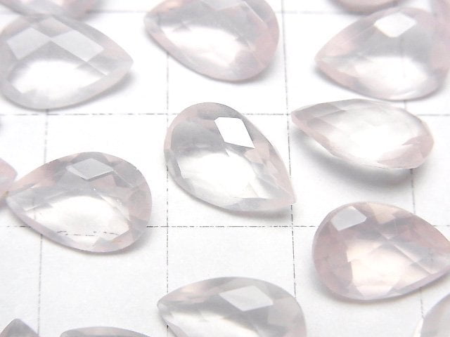 Hochwertiger Madagaskar Rosenquarz AAA Lose Stein Tropfenform Facettiert 12x8mm 4 Stück